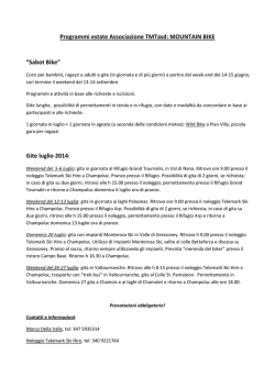 Programmi estate Associazione TMTasd: MOUNTAIN BIKE “Sabot
