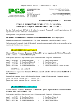 Comunicato N^5 &ndash; Propaganda - PGS Comitato Regionale Lombardia