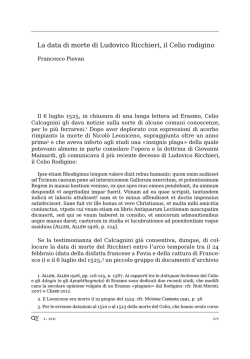 La data di morte di Ludovico Ricchieri, il Celio rodigino