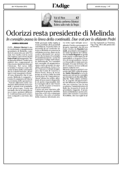 Odorizzi resta presidente di Melinda