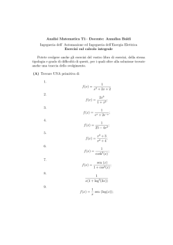 Analisi Matematica T1&ndash; Docente: Annalisa Baldi Ingegneria dell