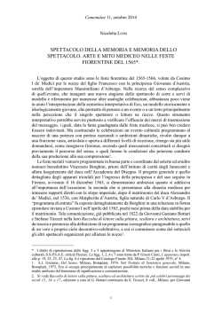 spettacolo della memoria e memoria dello spettacolo. arte e mito