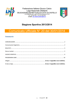 Comunicato Ufficiale N° 20 del 30/01/2014