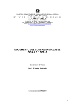 documento del consiglio di classe della 5 sez. g
