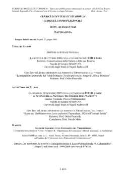Curriculum Vitae Dott. Alessio Usai - Ente Riserve Naturali Regione