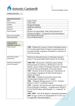 Laura Vicari 16/07/1956 Dirigente Biologo GENETICA