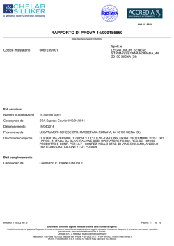 Cliccare qui per la lettura delle analisi effettuate dai laboratori