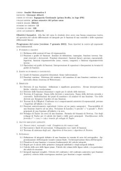 Programma del corso - Dipartimento di Matematica