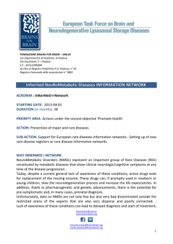 Inherited NeuRoMetabolic Diseases