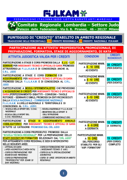 TABELLA dei CREDITI STABILITI dal CRL JUDO Per