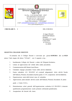 CIRCOLARE N. 1 DEL 25/08/2014 Ai sigg.ri Docenti
