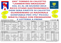 CALENDARIO DEL TORNEO LE SQUADRE