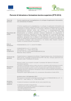 Tecnico superiore per la progettazione e lo sviluppo di applicazioni