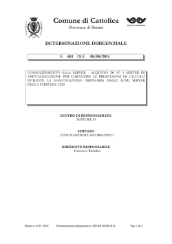 DETERMINAZIONE DIRIGENZIALE 603 Anno 2014