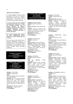 PROVINCIA DI IMPERIA Le offerte pubblicate in questa