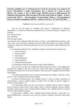 Procedura di valutazione comparativa per la copertura di