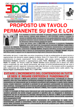 PROPOSTO UN TAVOLO PERMANENTE SU EPG E LCN