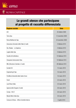 Le grandi utenze che partecipano al progetto di raccolta