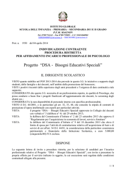 Progetto &ldquo;DSA - Bisogni Educativi Speciali&rdquo;