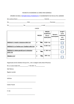 richiesta di iscrizione al corso crisi aziendali spedire via mail a info