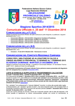Stagione Sportiva 2014/2015 Comunicato Ufficiale n - FIGC