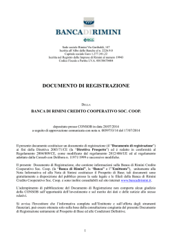 Documento di Registrazione 2014 Banca di Rimini