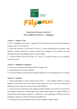 “FAI, SCRIVI E GUSTA” – I Edizione