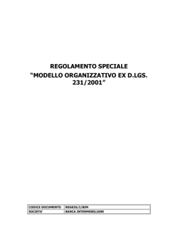 modello organizzativo ex d.lgs. 231/2001