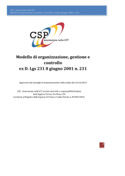 Modello di organizzazione, gestione e controllo ex D. Lgs 231 8