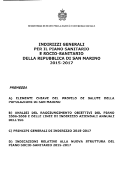 indirizzi generali per il piano sanitario e socio