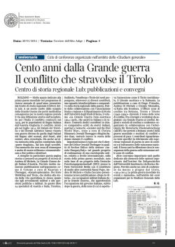 Cento anni dalla Grande guerra Il conflitto che stravolse il Tirolo