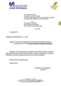 Comunicato Regionale n&deg; 12- 2014 - Programma