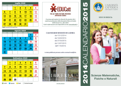 Calendario Accademico 2014-2015 - Università Cattolica del Sacro