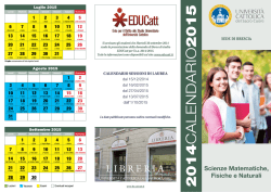 Calendario Accademico 2014-2015 - Universit&agrave; Cattolica del Sacro