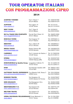 Elenco operatori 2014 15 - ente nazionale per il turismo di cipro