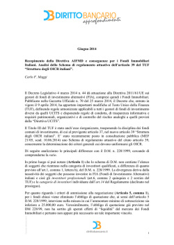 Maggi C.F., Recepimento della Direttiva AIFMD e