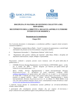 Nota illustrativa del documento di consultazione