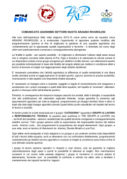 Comunicato Agonismo Stagione 2014/2015