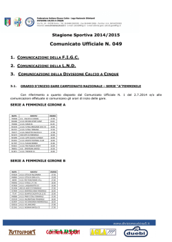 Comunicato Ufficiale 049