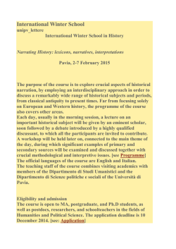 International Winter School - Societ&agrave; Italiana di Storia Internazionale
