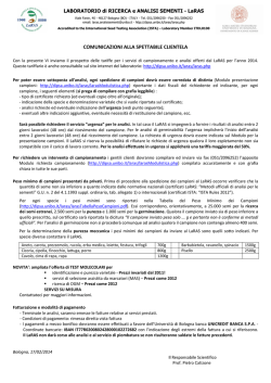 Tariffario - Dipartimento di Scienze Agrarie