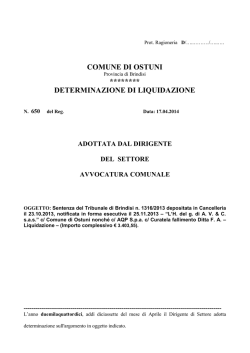 COMUNE DI OSTUNI ******** DETERMINAZIONE DI LIQUIDAZIONE