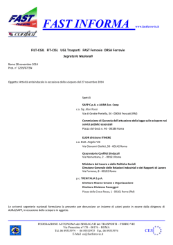 FILT-CGIL FIT-CISL UGL Trasporti FAST Ferrovie ORSA Ferrovie