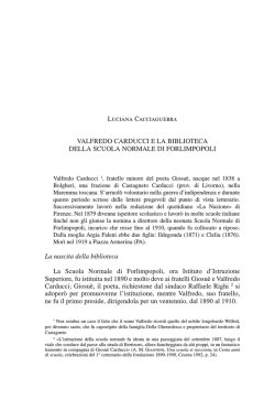 Luciana Cacciaguerra VALFREDO CARDUCCI E LA BIBLIOTECA