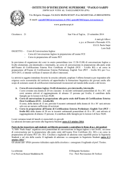 CIRCOLARE n. 21 CORSI DI CONVERSAZIONE