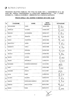 Prova orale - 18 marzo 2014 ore 14:00