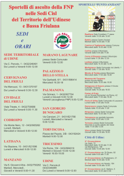 Sportelli di ascolto della FNP nelle Sedi Cisl del Territorio dell