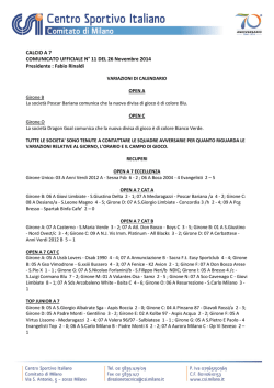 Comunicato n. 11 Commissione Calcio a 7 maschile