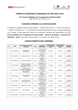FONDO DI SOSTEGNO E GARANZIA PO FSE 2007