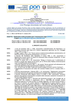 Determina Selezione Esperti Progetti PON C1-FSE-2013
